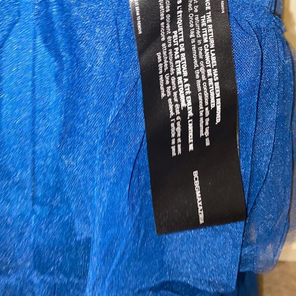 BCBGMAXAZRIA TIERED FLOOR LENGTH GOWN IN POSEIDON BLUE - Picture 7 of 8